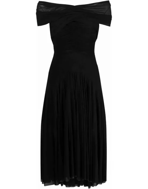 Philosophy di Lorenzo Serafini Short Sleeves Long Dress With Tulle And Naked Shoulder