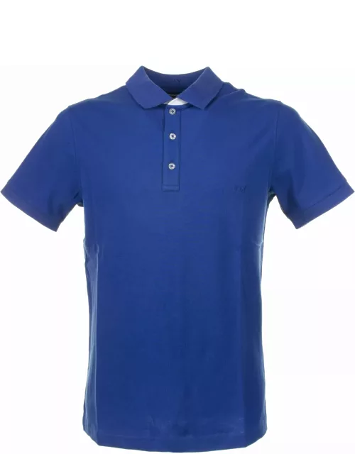 Fay Electric Blue Short-sleeved Polo Shirt