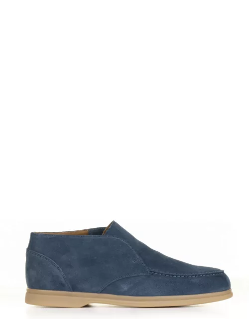 Doucal's Slip-on Ankle Boot In Blue Suede