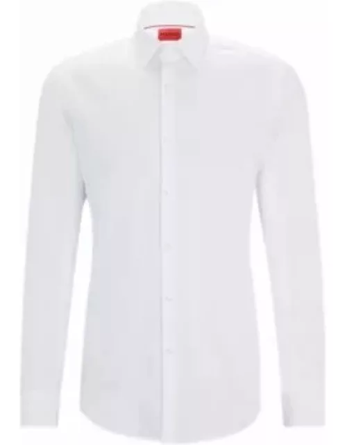Slim-fit shirt in cotton with a stacked-logo jacquard- White Men's Shirt