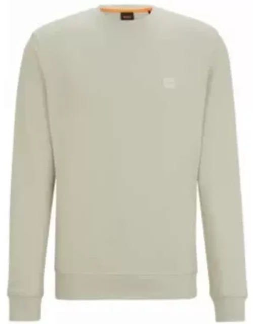 Cotton-terry relaxed-fit sweatshirt with logo patch- Light Beige Men's Tracksuit