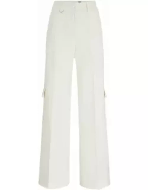 Straight-fit trousers in a cotton blend- White Women's Formal Pant