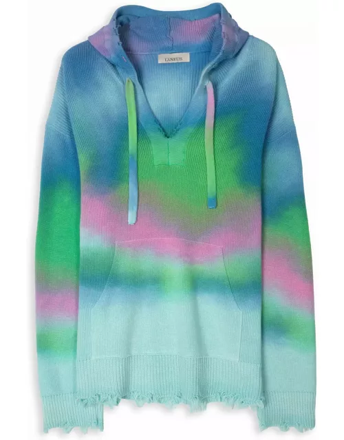 Cappuccio Multicolor Print Multicolor Tie-dye Cotton Hooded Sweater Laneu