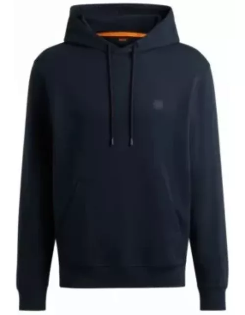 Cotton-terry hoodie with logo patch- Dark Blue Men's Tracksuit