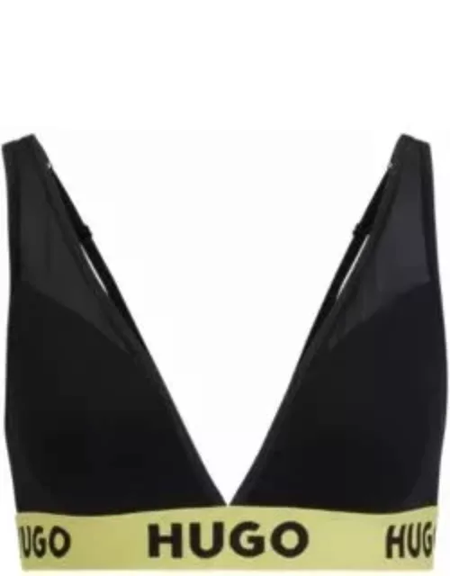 Stretch-modal triangle bra with logo waistband- Black Women's Underwear, Pajamas, and Sock