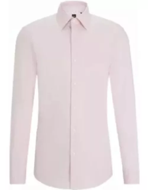 Slim-fit shirt in easy-iron stretch-cotton twill- light pink Men's Shirt