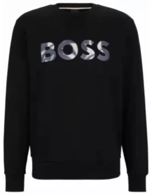 Mercerized-cotton sweatshirt with digital-print logo- Black Men's Tracksuit