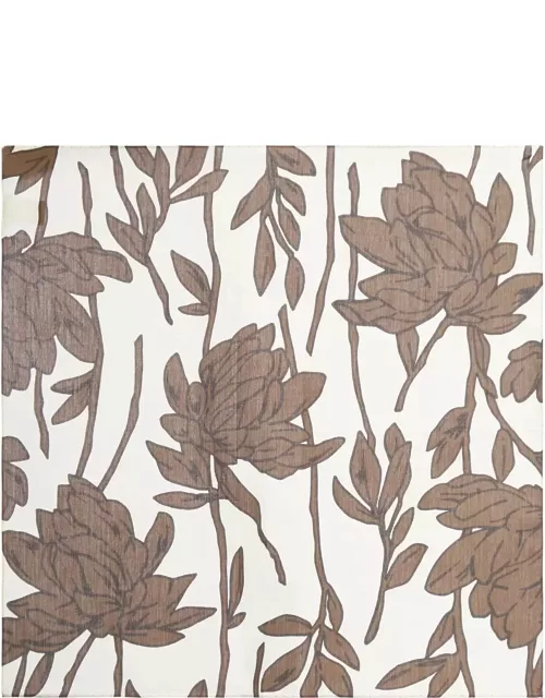 Brunello Cucinelli Floral Print Cotton Foulard