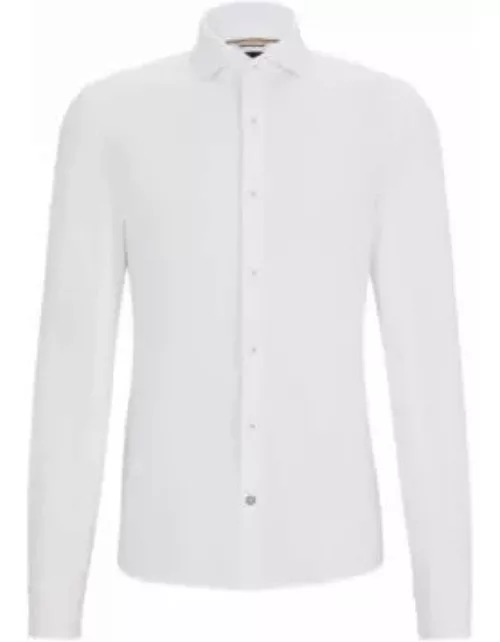 Casual-fit long-sleeved shirt in cotton jersey- White Men's Shirt