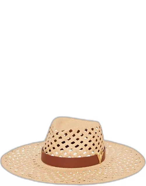 V-Signature Panama Hat With Leather Band