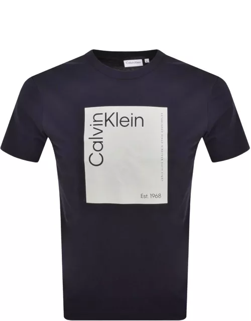Calvin Klein Square Logo T Shirt Navy
