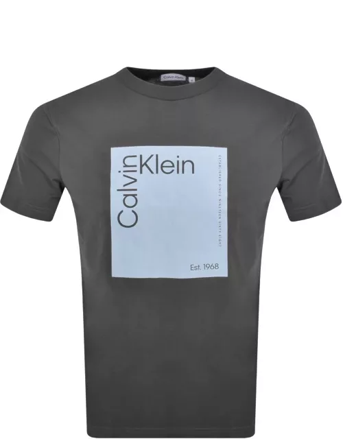 Calvin Klein Square Logo T Shirt Grey