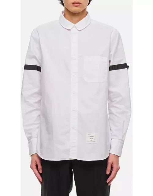 Thom Browne Straight Fit Mini Round Collar Cotton Shirt White