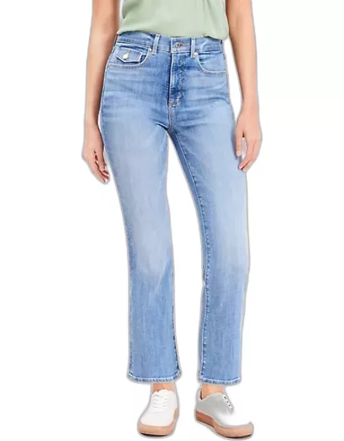 Loft Flap Coin Pocket High Rise Kick Crop Jeans in Luxe Medium Wash