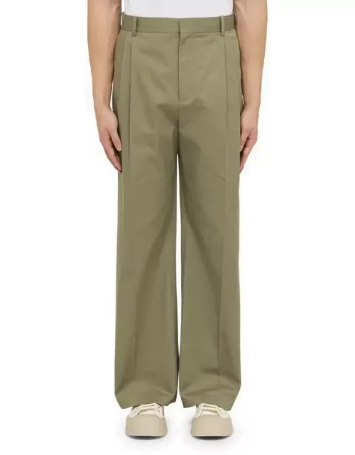 Military green pleated trouser