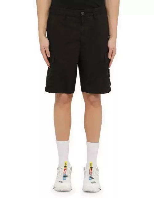 Black cotton bermuda shorts with logo