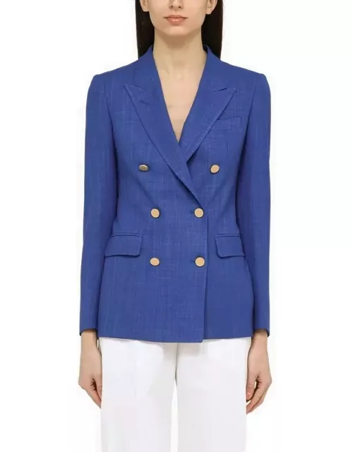 Blue viscose blend double-breasted jacket