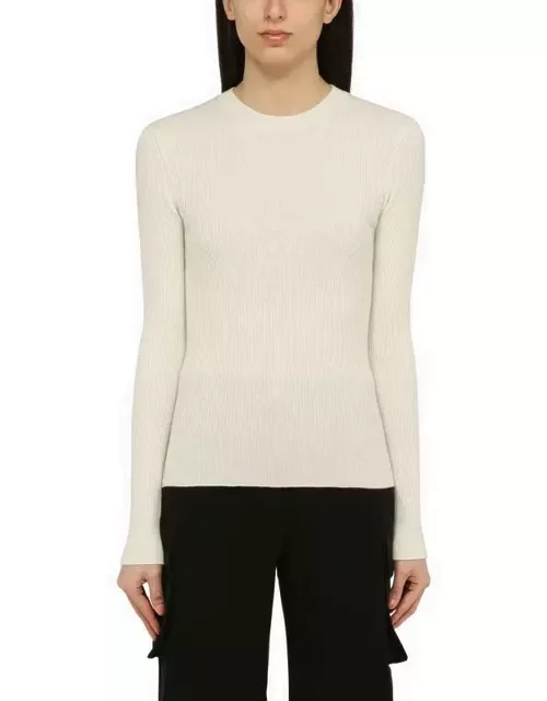 White rib knitted sweater in woo