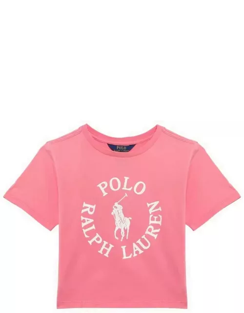 Pink T-shirt with cotton logo