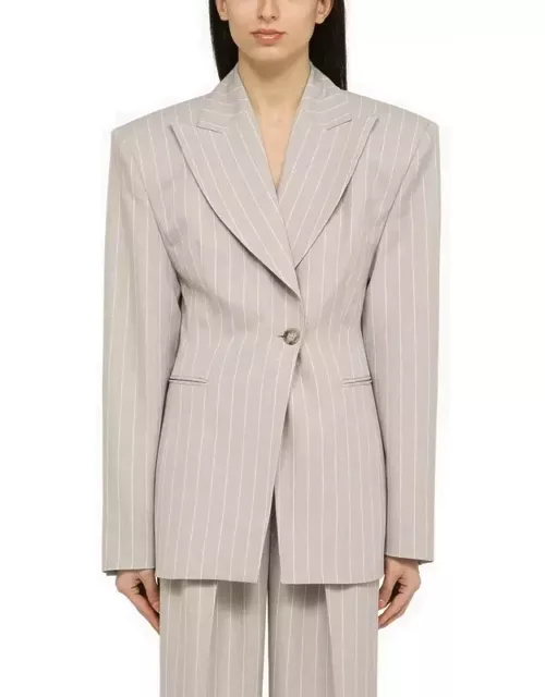 Pearl grey pinstripe single-breasted jacket Ottavia