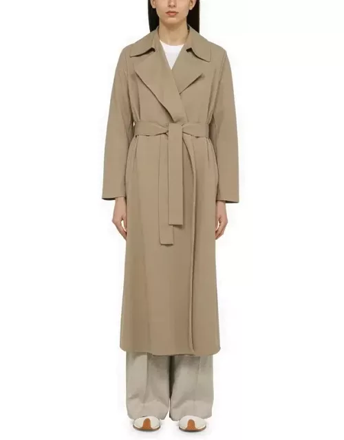 Beige single-breasted coat with belt