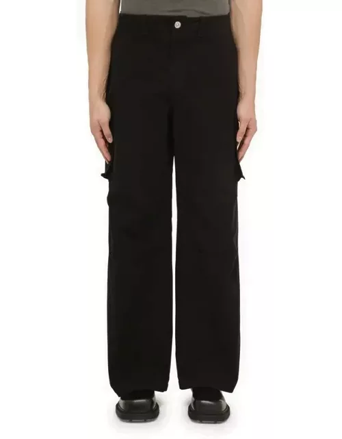 Black cotton cargo trouser