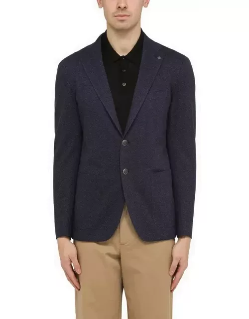 Single-breasted navy blue cotton jacket