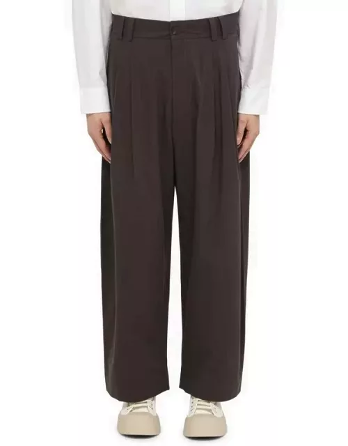 Grey cotton trousers with pleat