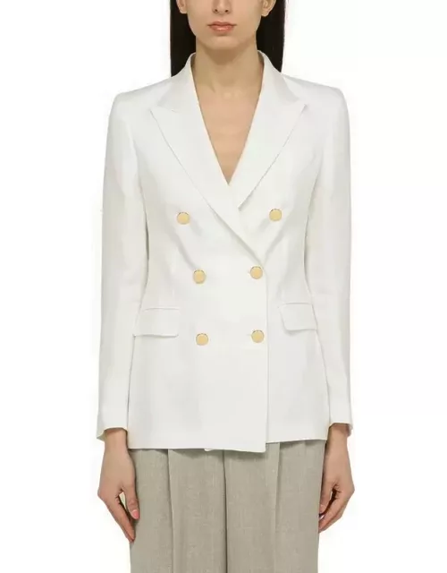 White linen double-breasted jacket