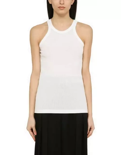 White cotton and silk tank top