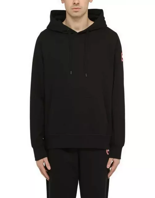 Black stretch cotton hoodie