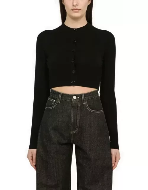 Black wool-blend short cardigan