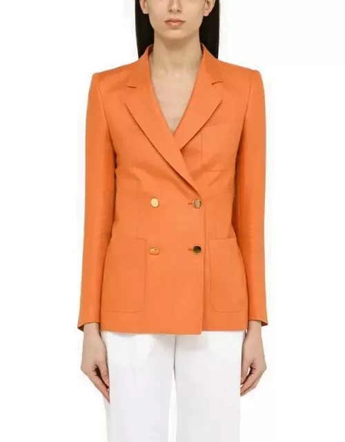 Orange linen double-breasted jacket