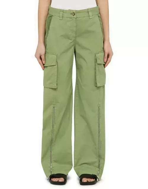 Pistachio-coloured cotton cargo trouser