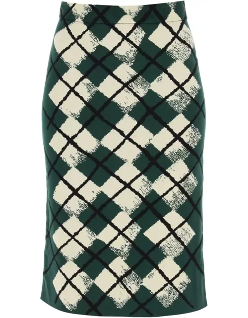 BURBERRY "knitted diamond pattern midi skirt