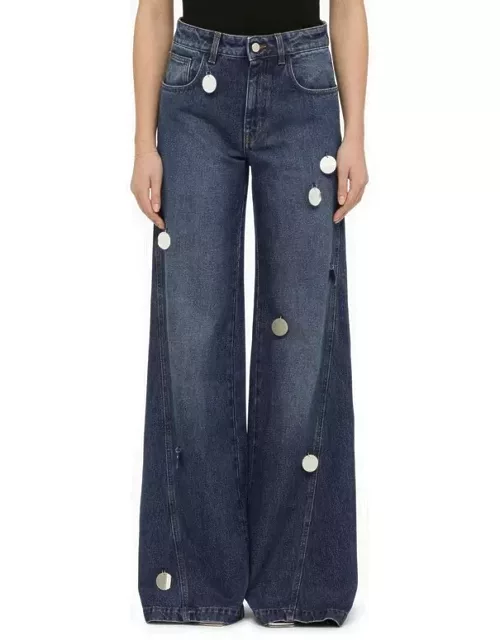 Wide denim jeans with mirror