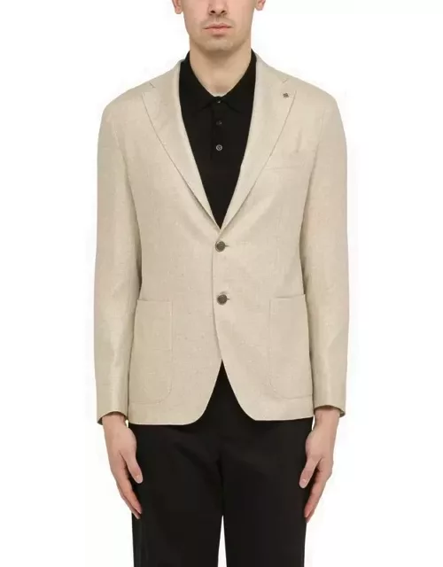 Beige silk single-breasted jacket