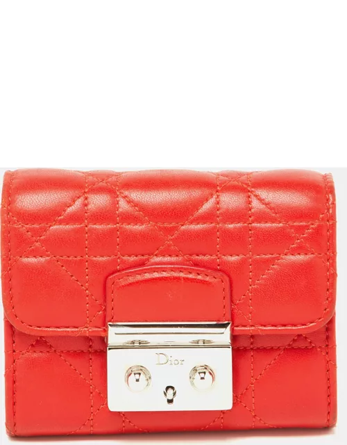 Dior Red Cannage Leather Miss Dior Compact Wallet