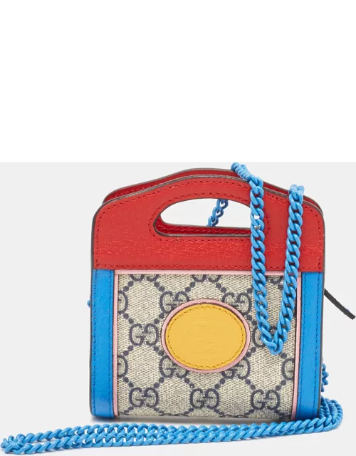 Gucci Multicolor GG Supreme Canvas and Leather Wallet On Chain