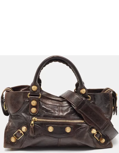 Balenciaga Dark Brown Leather GGH Part Time Bag