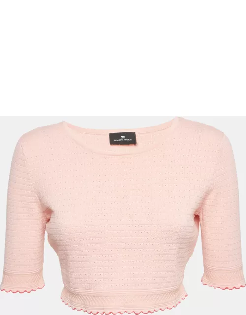 Elisabetta Franchi Pink Textured Knit Sweater Top