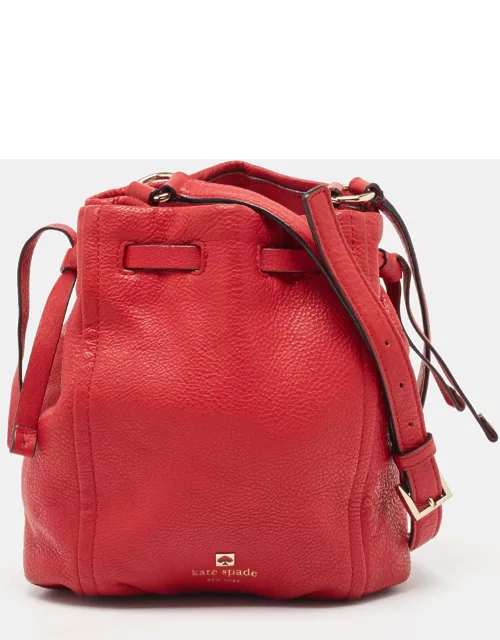 Kate Spade Red Leather Katie Bucket Crossbody Bag