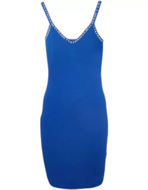 Elisabetta Franchi Blue Rib Knit Mini Dress