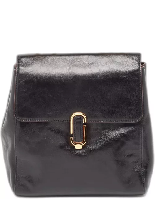 Marc Jacobs Black Glossy Leather Chain Strap Backpack