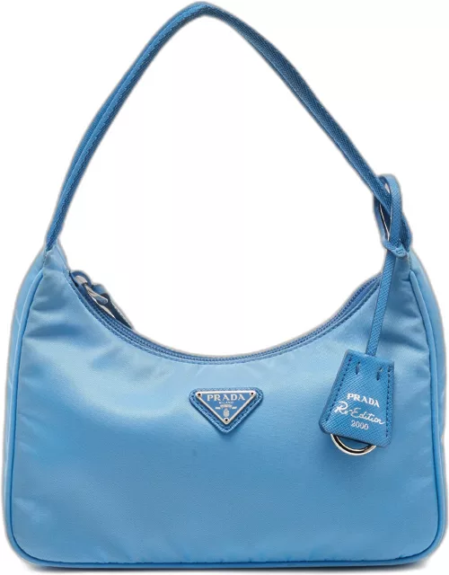 Prada Light Blue Nylon Re-Edition 2000 Baguette Bag