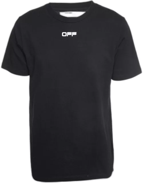 Off-White Black Airport Tape Arrow Print Cotton Crew Neck T-Shirt