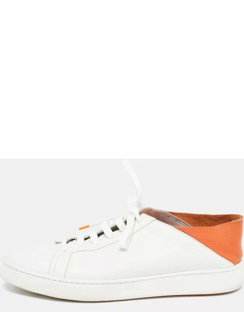 Santoni White Leather Low Top Sneaker