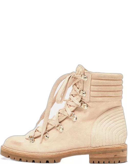 Christian Louboutin Beige Quilted Suede Mad Combat Boot
