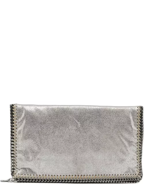 Stella McCartney Silver Faux Leather Falabella Fold-Over Clutch