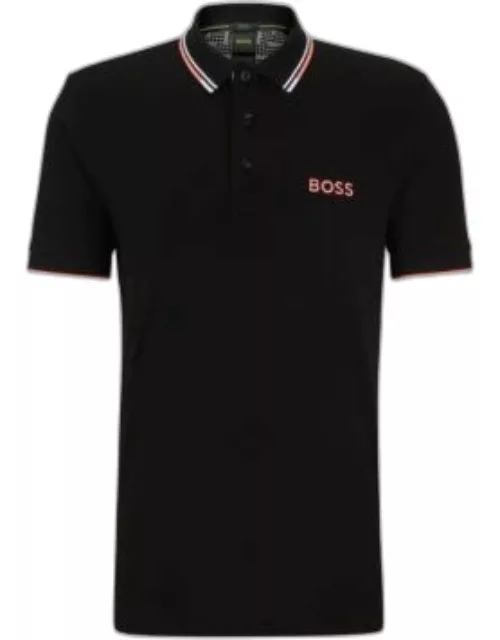 Polo shirt with contrast logos- Dark Grey Men's Polo Shirt